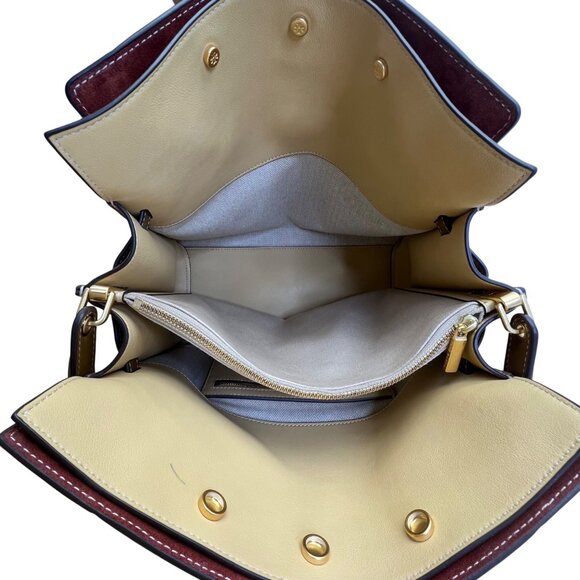 Tory Burch Women’s Brown Leather & Suede With Crossbody Strap Shoulder Tote - Picture 10 of 16